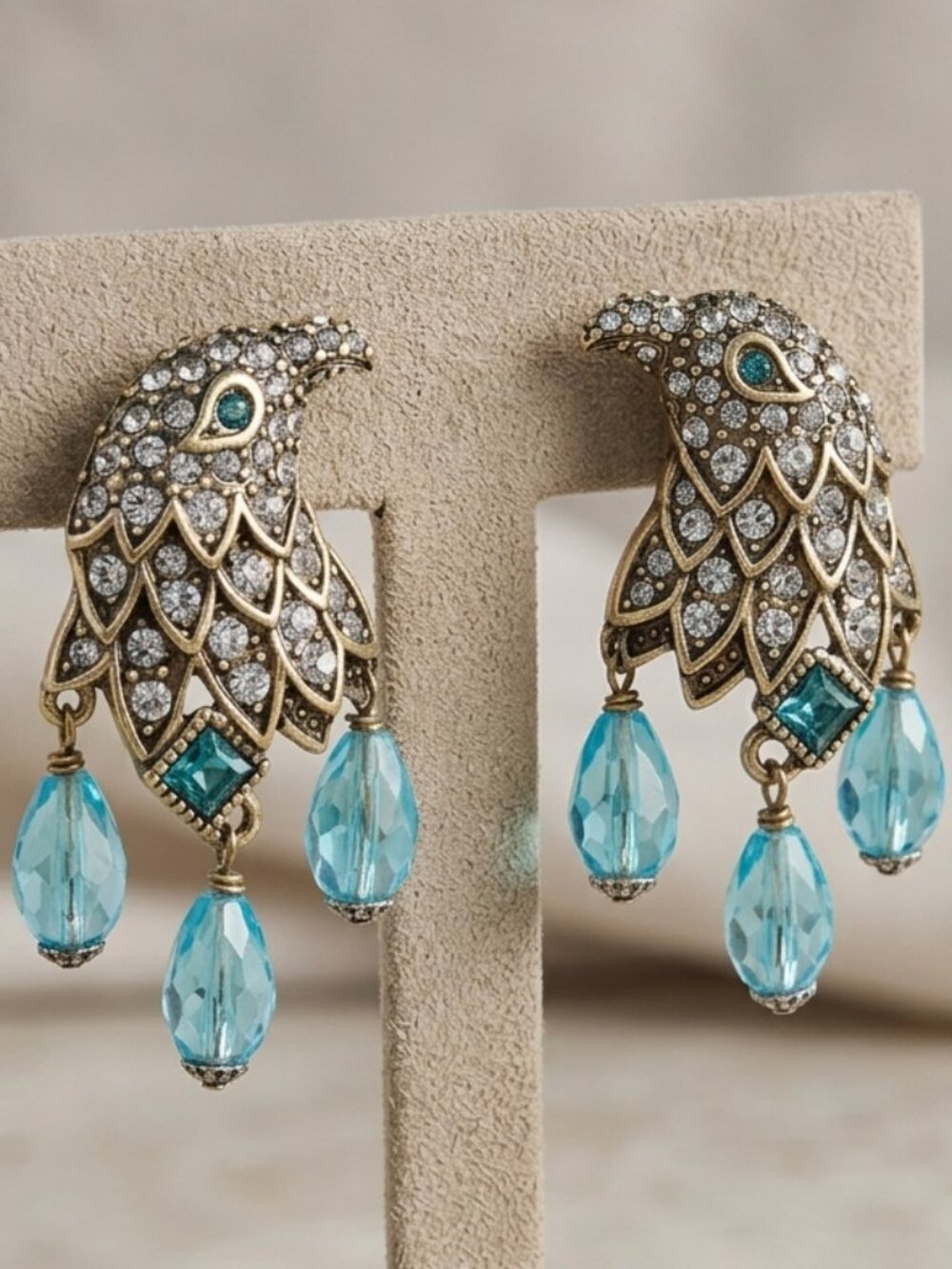 Heidi Daus Eagle Crystal Drop Earrings Blue